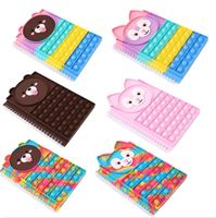 Wholesale party favor Bear Notebook Bubble Fidget Toys Pencil Case Adult Stress Relief Squeeze Toy Antistress Soft christmasGifts
