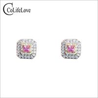 Wholesale CoLife Jewelry Simple Silver Sapphire Stud Earrings For Daily Wear mm Natural Pink Gift Girl Friend
