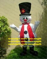 Wholesale Funny White Snowman Snow Man Mascot Costume Mascotte Adult With Large Black Hat Big Red Nose Smiling Face No Free Ship