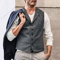 Wholesale Men s Vests Suit Vest Woven Blended Lapel Solid Single Breasted Waistcoat Slim Fit For Formal Casual Daily Male Clothing