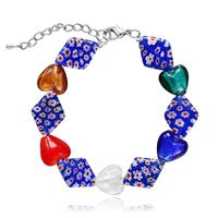 Wholesale Fashion Valentine S Day Lover Millefiori Lampwork Murano Glass Heart Bracelets Beaded Strands