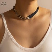 Wholesale Tocona Elegance Black Choker Necklace For Women Silver Color Bells Alloy Metal Adjustable Party Jewelry Accessories Pendant Necklaces