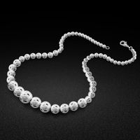 Wholesale Fashion Sterling Silver Necklace Female Simple Frosted Beads Ladies Jewelry Solid Gift Chains
