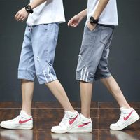 Wholesale Men s Jeans Denim Shorts Summer Thin Straight Trendy Brand Handsome Cropped Trousers Men Korean Casual Light colored Pants