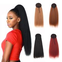 Wholesale Synthetic Wigs Drawstring Ponytail Hair Inch Clip In Afro Kinky Straight Hairpieces With Elastic Band Comb
