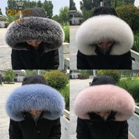 Wholesale 100 Natural Real Fur Collar Fashion Scarves For Ladie And Men Coat Jacket Winter Scarf Woman Black White Shawl