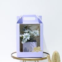 Wholesale High end Transparent PVC Window Flower Bouquet Packaging boxes Hand carry Kraft Paper Box Gift Packaging Box V2