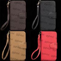 Wholesale Top Leather Designers Phone Cases For iPhone Pro Max Mini Xs XR X Plus Fashion Wristband Lanyard Designer Print Back Cover Luxury Shell Wallet Flip Case