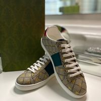 Wholesale Best women Shoes Snake Bee Embroidered Ace Leather Sneaker Low top Leather Trainers White Rubber Bottom Crystal Stripes Pattern Casual Shoes