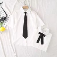 Wholesale Jmmoderna shirt will see white women short sleeve school jk preppy Japanese style girls harajuku tops tie for
