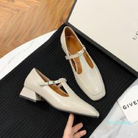 Wholesale 2021 Luxury Women Designer T strap Stylish Punk Chic Goth Shoes Chunky Middle Heels Buckle Strap Woman Pumps Size Dress