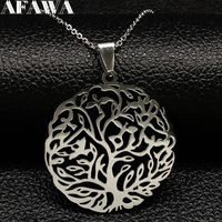 Wholesale Stainless Steel Necklaces Pendants Women Tree Of Life Silver Color Necklace Jewelery Cadenas De Acero Inoxidable Para MujerN38S2 Pendant