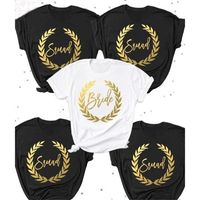 Wholesale Bride Squad Gold Letter Print T Shirt Plus Size Women Bachelorette Wedding Party Tops Short Sleeve Female T shirt