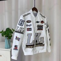 Wholesale Men s Spring PU Leather Jacket Racing Suit Embroidered Pocket Patch Baseball Uniform Slim Fashion Jackets