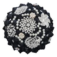 Wholesale Wedding Flowers Bouquets Beaded Corsage Crystal Brooch Bridal Hodling Black Satin Roses Valentine s Day Gift Artificial