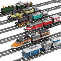Wholesale City Train Building Blocks Model Rail Track Technic Battery Powered Electric Boy Toys Set Playmobil Figures Bricks Children Gift