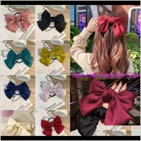 Wholesale Tools Productschiffon Bow With Clip Women Girls Elegant Tie Hairpins Hair Ties Vintage Black Red Hair Prom Aessories Party Bun Maker Drop