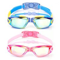 swimming with glasses 2022 - Sunglasses Children's Medium And Large Boys Girls Swimming Goggles Anti-Fog Casual Women's Plain Light Glasses Adjustable