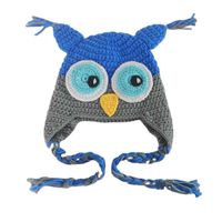 Wholesale Wholale Cartoon Owl Milk Cotton Yarn Handmade Boy Girl Crochet Winter Hat For Kids and baby
