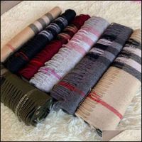 Wholesale Scarves Wraps Hats Gloves Fashion Aessories Womens Winter Cashmere Scarf High End Soft Thick Mens And Women Designers Luxurys Scarfs With
