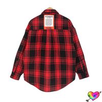 Wholesale Red Patch Jacket Men Women High Quality Plaid Inside Cotton Coats Oversize Outerwear