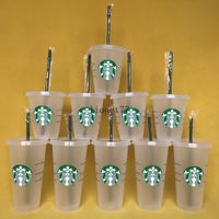 Wholesale Starbucks Mugs Mermaid Goddess oz ml oz ml Plastic Tumbler Lid Reusable Clear Drinking Flat Bottom Straw Color Changing Flash Black Cups