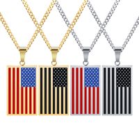 Wholesale fashion luxury American national flat pendant necklace stainless steel gold plated