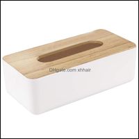Wholesale Table Decoration Aessories Kitchen Dining Bar Home Gardenwood Tissue Box Er For Disposable Paper Facial Tissues Wooden Rectangar Holder St