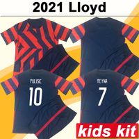 Wholesale 2021 PULISIC MORGAN RAPINOE Kids Kit Soccer Jerseys LLOYD ERTZ PRESS LAVELLE DAVIDSON Home White Away Blue Child Football Shirts Short Sleeve set