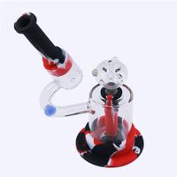 Wholesale LED Silicone bong Water Pipes dab rig hookah Creative microscope shape siliconebongs With gift box