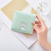 Wholesale Wallets Ladies Small Cartoon Animal Print Cute Folding Coin Purse Pig Card Bag Lady Leather Little Girl Clutch