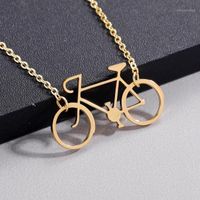 Wholesale Chains Stainless Steel Necklace For Women Classic Bicycle Choker Pendant Charms Gold Silver Color Men Jewelry Gift