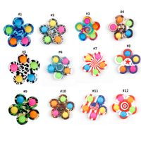 Wholesale Sensory Fidget Spinners Toy Printed Flower Bubble Popper Board DNA Rainbow Ball Push Spinner Finger Fun Children Adult Decompression Toys Desktop Bubbles