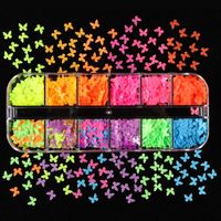 Wholesale Nail Art Decorations Fluorescent Butterfly Shape Glitter Sequins mm Flake Manicure Decoration Accessory Kit For DIY Gel Design