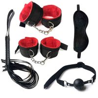 Wholesale Nxy Bondage Sm Adult Game Exotic Sex Products Leather Bdsm Kit Handcuffs Eye Mask Mouth Plug Toy Couple Flirting