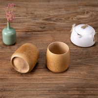 Wholesale Home sake cup hotel restaurant bamboo tea cups hand polished round Drinkware bamboo cupZC277