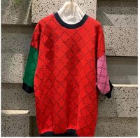 Wholesale Women knits tees Sweater Short Sleeve Crew Neck Pullover Red pink green designer Womens Clothes O neck Knit Fashion Ins Letter Print Top Lady T shirt