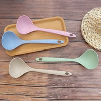 Wholesale Wheat Straw Soup Ladle Kitchen Spoon With Long Handle Green Healthy Cooking Scooper Household Sauce Spoons Utensils