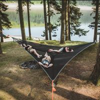 Wholesale MULTI PERSON HAMMOCK PATENTED POINT DESIGN Portable Hammock Multi functional Triangle Aerial Mat Convenient Camping Sleep