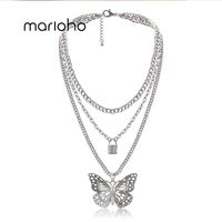 Wholesale Marioho Temperament Geometric Three dimensional Necklace Female Creative Hollow Butterfly Mix And Match Lock shaped Pendant Necklaces