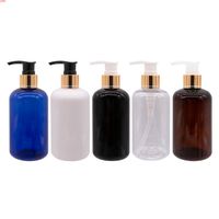 Wholesale 250ml X Gold Aluminum PLastic Lotion Pump Bottles Used For Shampoo Shower Gel Liquid Soap Personal Care Cosmetic Containersgood qty