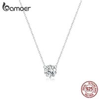 Wholesale bamoer Simple Minimalist Short Necklace for Women Sterling Silver Clear Cubic Zircon Chain Necklaces Wedding Jewelry BSN085