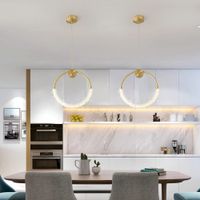 Wholesale Postmodern ring led simple creative Pendant Lamps halo chandelier dining living study designer model room light