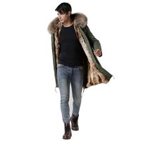 Wholesale Italy Male Real Raccoon Fur Collar Jacket MrMrs Lined Long Parka With Faux Winter Men Coats S Women s