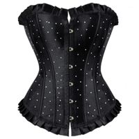 Wholesale Bustiers Corsets Overbust Corset Tops For Women Plus Size And Lingerie Sexy Rhinestone Satin Lace Overlay Corselet