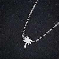 Wholesale Pendant Necklaces Stainless Steel Tropical Palm Coconut Tree Beach Necklace For Women