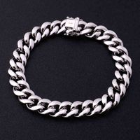 Wholesale Very cool Hiphop Cuban chain bracelet in k white gold with melee moissanite for men