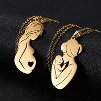 Wholesale Rinhoo Family Baby Pregnant Necklace Heart For Wife Mother Father Day Women Man Gift Love Gold Color Stainless Steel Jewelry Pendant Necklac