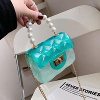 Wholesale Lattice Pearl Mini Tote Bag High quality Silicone Transparent Women s Designer Handbag Chain Shoulder Messenger Bags