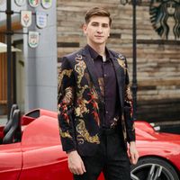Wholesale Rsfocus Design Mens Blazer Jacket Ethnic Velvet Suit Slim Fit Banquet Party Men Coat Satge Wear XZ315 Men s Suits Blazers